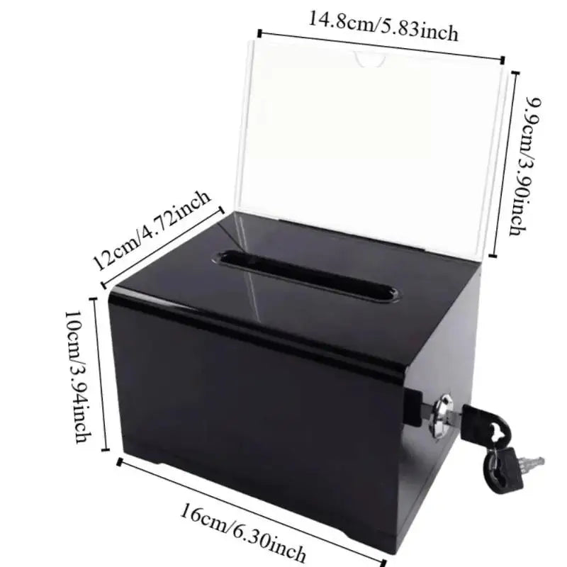 Acrylic Solid Ballot Box Durable Tip Jar Voting Plastic Container Qme
