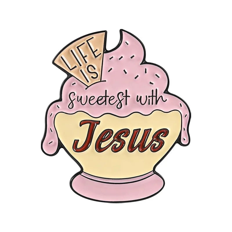 Pink Ice Cream Metal Enamel Pins Sweet Dessert Lapel Pin Cartoon Badge DIY Decor for Backpack Hat Bag Fashion Jewelry Daily Gift Qme style1