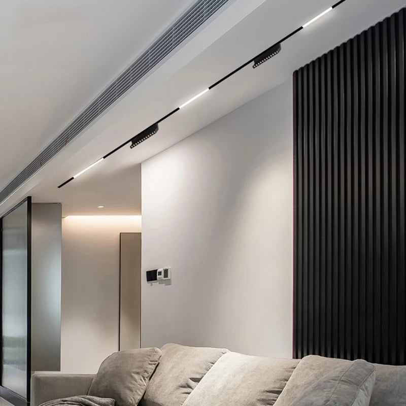 New Magnetic Track Light Dimmable Remote Control 48VLed Ceiling Lamp Track Rail Lighting No Main Light Design Spotlight Qme