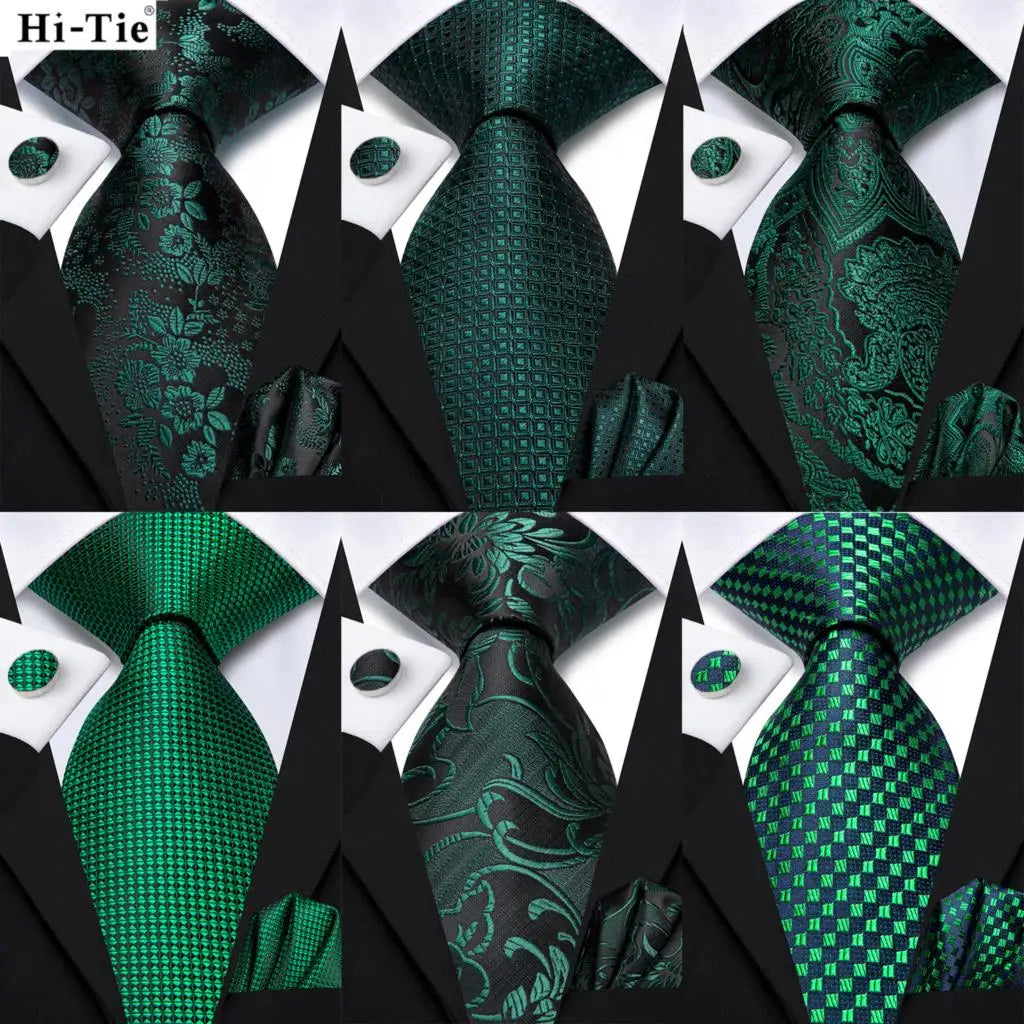 Dark Green Paisley Plaid Tie Men Groom Wedding Sage Mint Necktie Qme