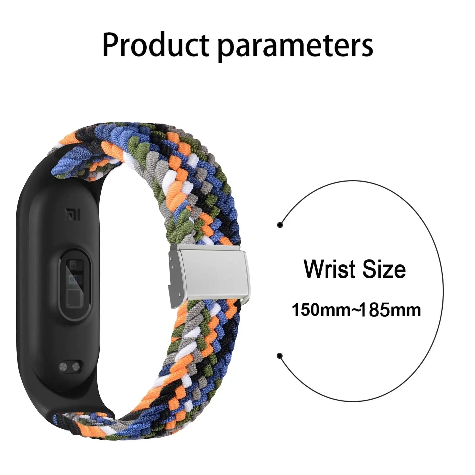 Adjustable Braided Nylon Elastic Wristband for Xiaomi Mi Band 8 Fitness Tracker Stainless Steel Buckle Replacement Strap Qme