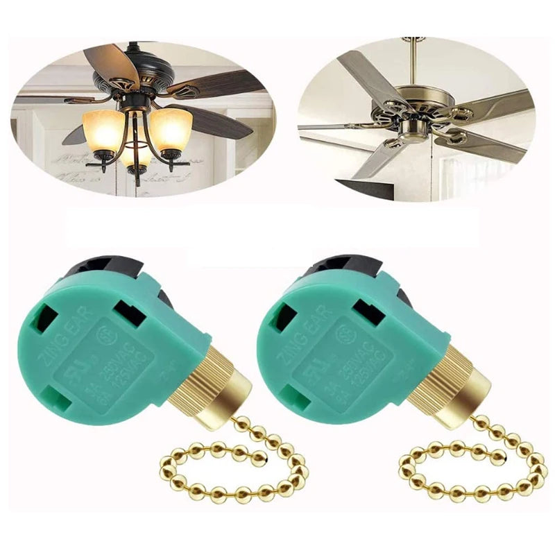 1Pc Ceiling Fan Switch 3 Speed 4 Wire ZE-268S6 Fan Pull Chain Speed Control Switch. Qme