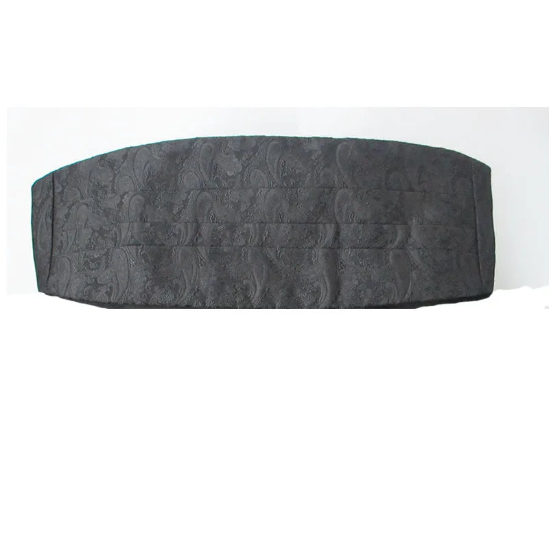 Men's Classic Cummerbund Black Silk Buckle Elastic Bellyband Formal Qme cl-2 L