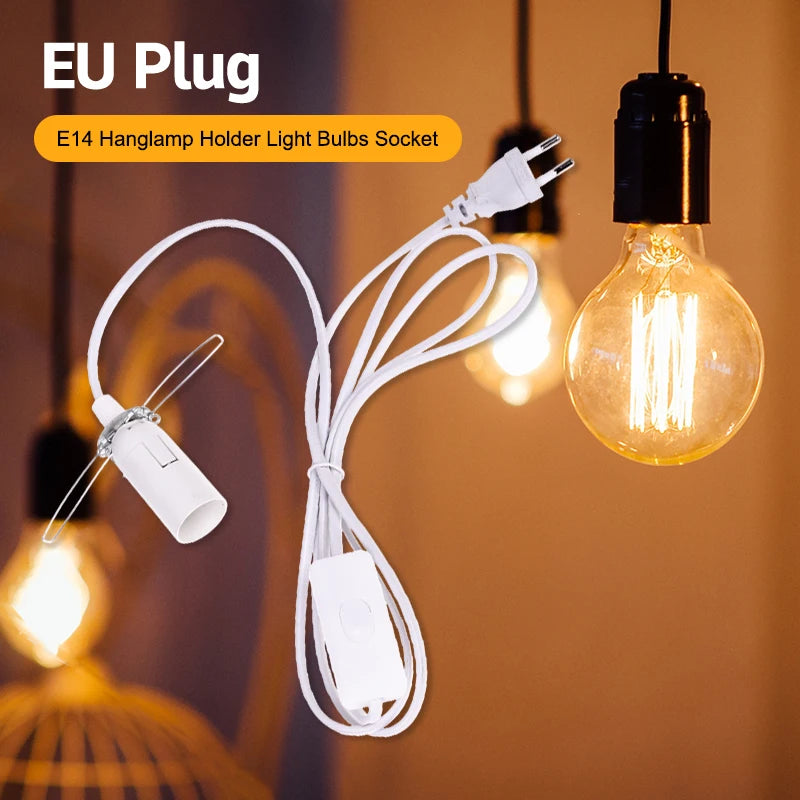 EU Plug E14 Hanglamp Holder Light Bulbs Socket Switch Wire 1 55m Qme