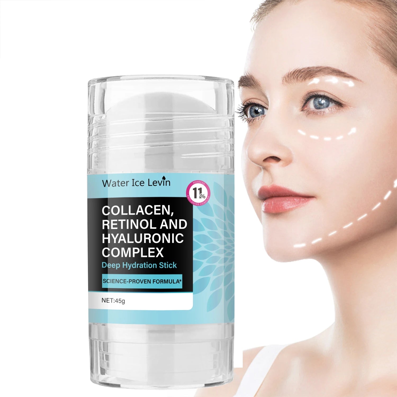 Retinol Collagen Facial Care Stick, Tightens Facial and Neck Skin, Suitable for Both Men and Women, Moisturizing, Refreshing, Easy to Absorb, Elastic and Translucent, Locks in Moisture, Long-Lasting Hydration Qme