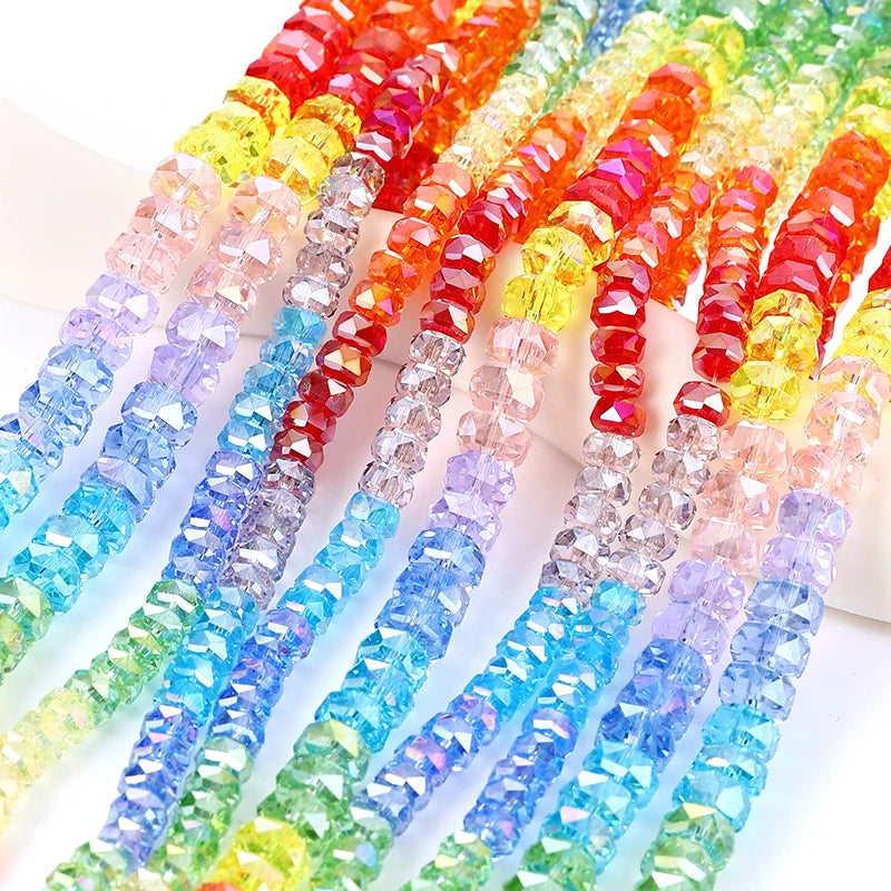 6mm 8mm Premium K9 Crystal Sparkling Rondelle Beads Faceted Glass Wheel Spacer Beads for DIY Bracelets, Necklaces, Earrings Qme