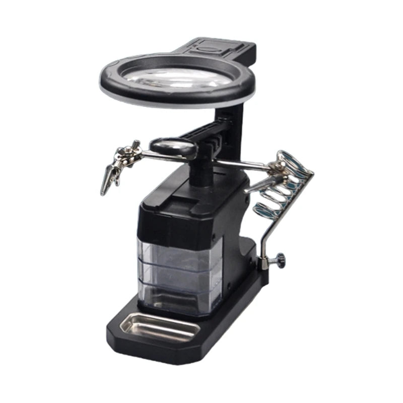 LED Glass Adjustable Magnification Metal Clamp Precisions Repair Qme black