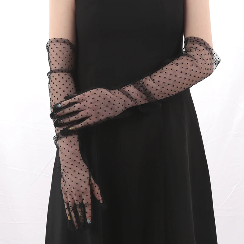 Women Sexy Vintage Tulle Gloves Lace Summer Drive Cycling Breathable Qme B