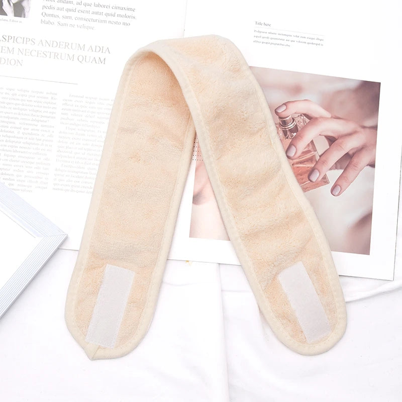 Women Adjustable SPA Facial Headband Bath Makeup Hair Band Headbands Qme Beige