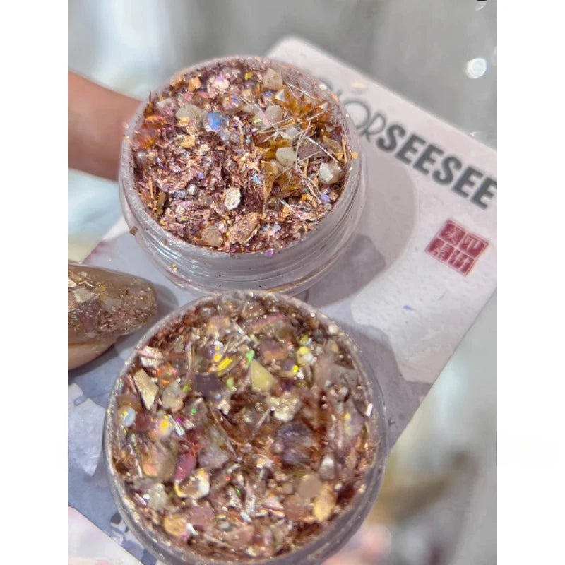 Colorful Nail Powder Platinum Foil Decoration Rhinestone Accessories Qme