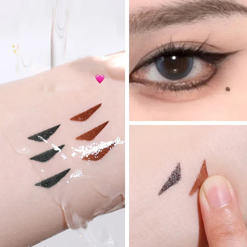 Rotate Eyeliner Stamp Integrated Black Brown Dual-Tip DIY Eyeliner Wing Stencil Waterproof Smudge-Proof Longwear Liquid Pen Qme