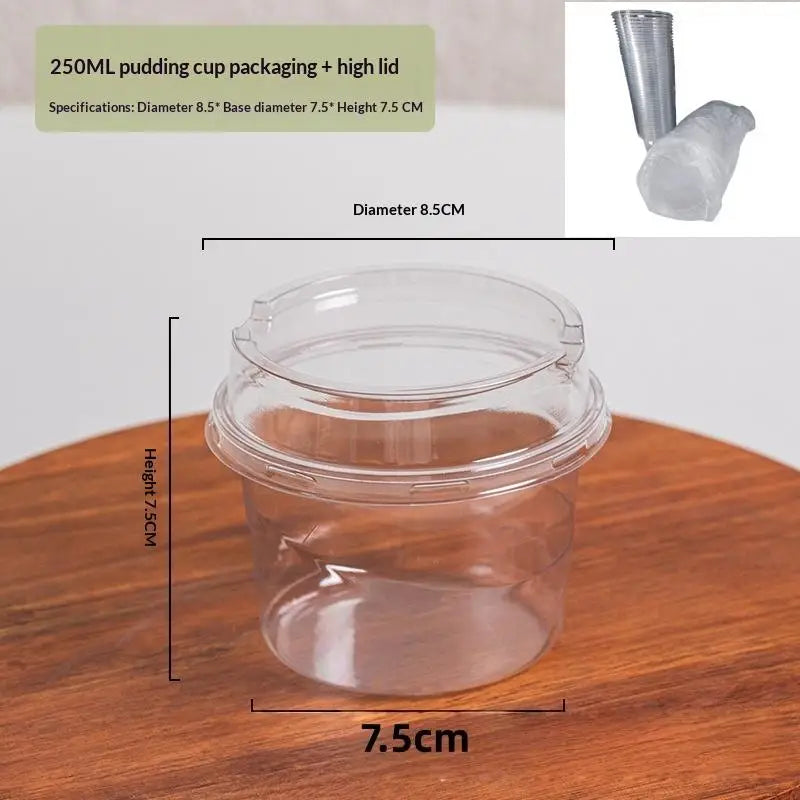 Clear Plastic Cups Disposable Mousse Dessert Box Lid Acrylic Food Qme 250ml
