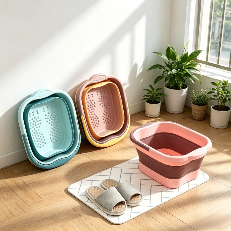 Foldable Foot Bath Massage Bucket Portable Folding Soaking Basin Spa Qme