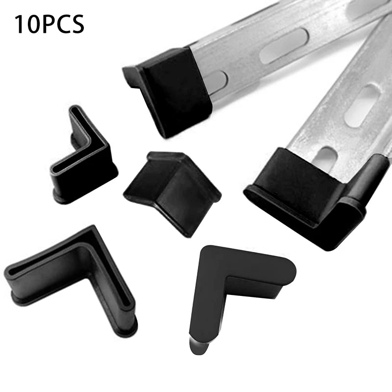 10Pcs L Type Rubber Base Non-Slip Foot Pad Slotted Angle Bar Triangle Feet Shelf Iron Bed Foot Cover Protective Rubber Sleeve Qme