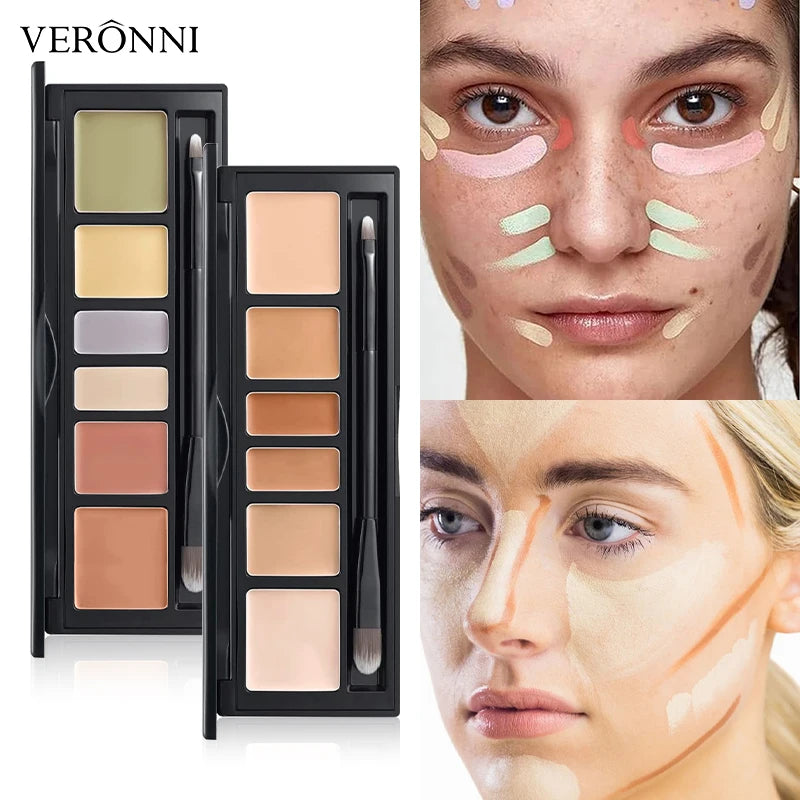 VERONNI 6 Colors Concealer Palette Full Coverage Waterproof Long Qme