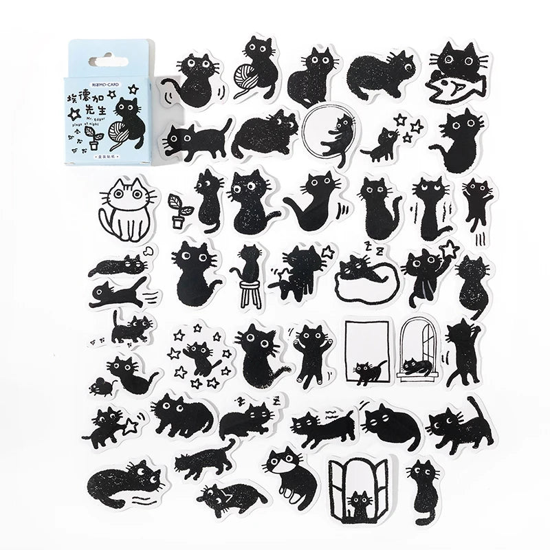 Mr. Paper 45Pcs/box Cute Cat Theme Box-Packed Stickers Handbook DIY Material Decoration Kawaii Stickers Korean Stationery Qme
