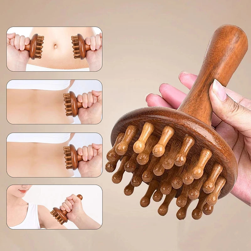 Portable Wooden Massage Tools Sandalwood Gua Sha Brush Head Neck Qme