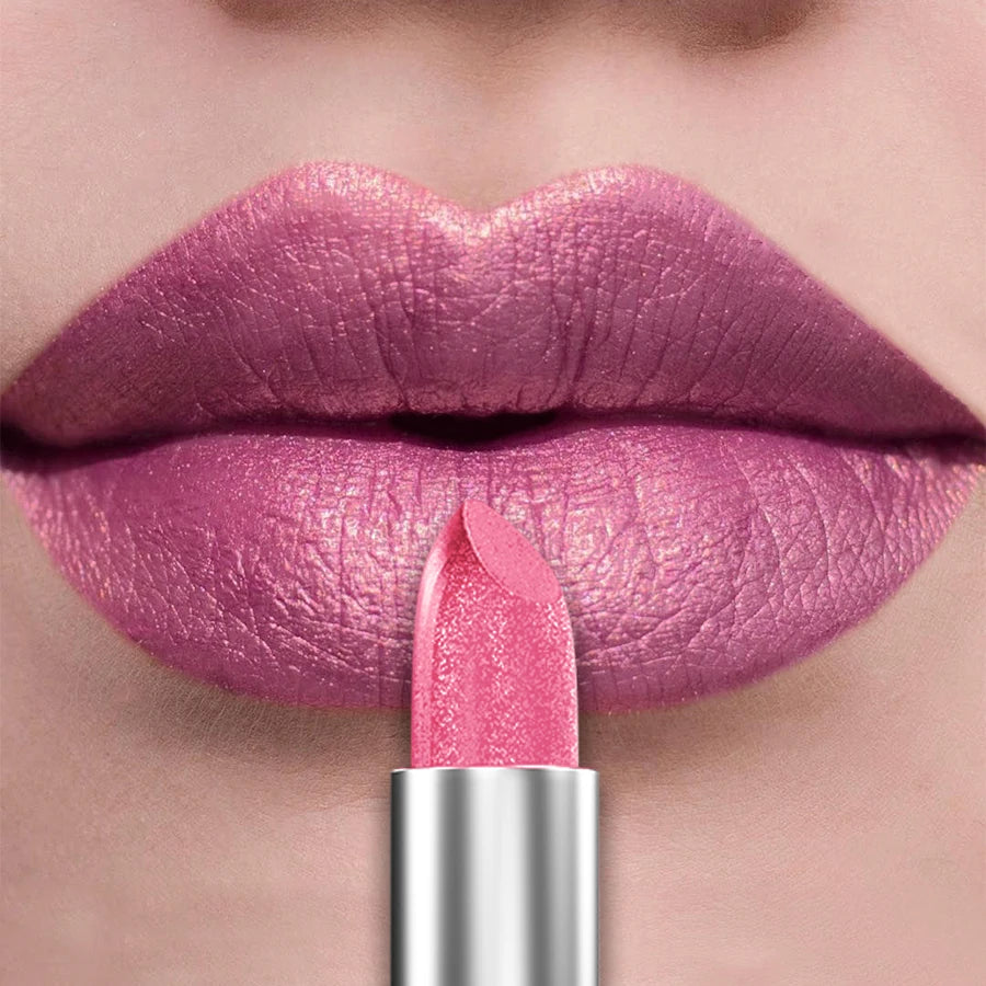 21Colors Bold Intense Glitter Shiny Metallic Lipstick Pearlescent Lip Qme 105