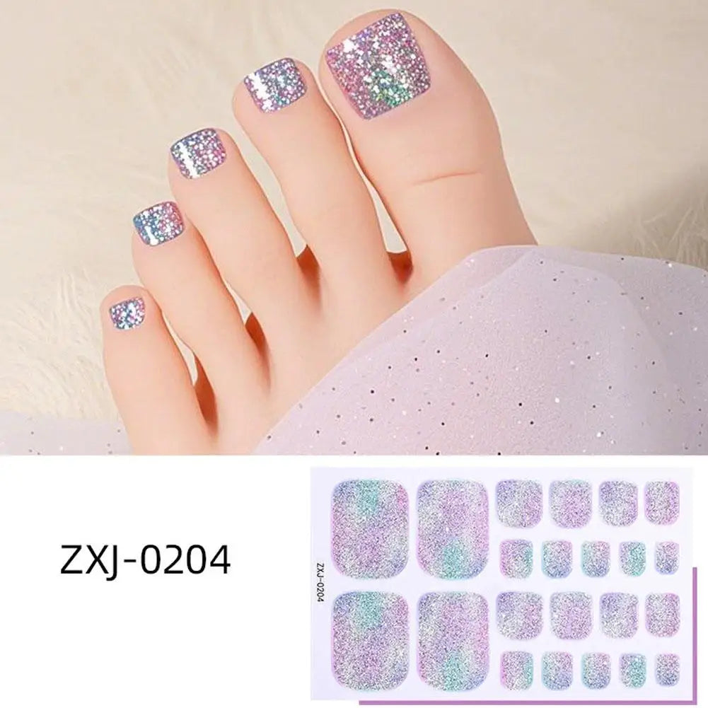 22 Srtips/sheet Toenail Semi Cured Gel Nail Wraps Long Lasting Full Cover Nail Gel Sticker Press on Nails Wraps Manicure Qme G CN