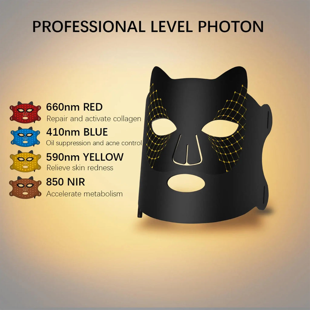 4 Colors Photon Silicone Face LED Mask Anti-aging Rejuvenation Qme