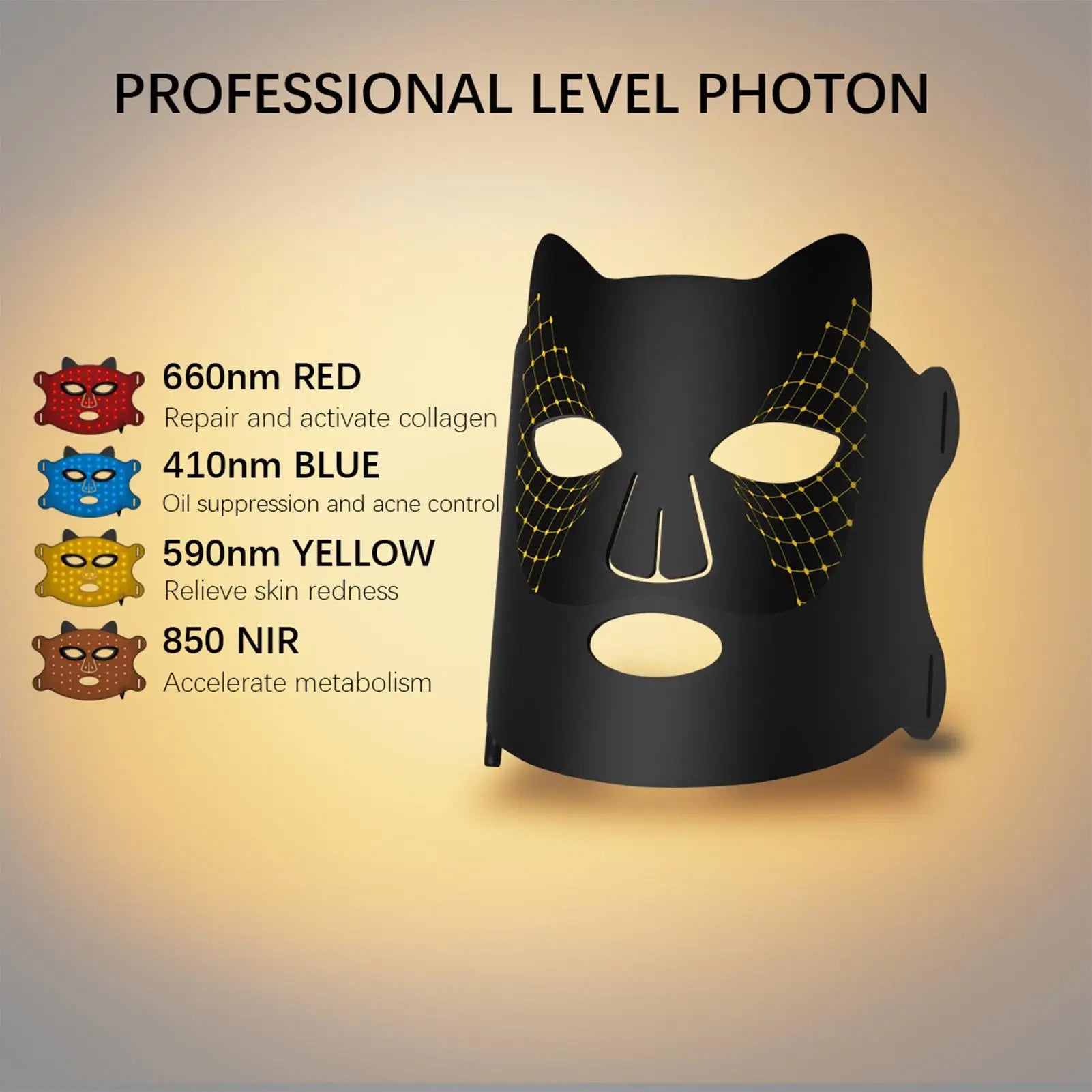 4 Colors Photon Silicone Face LED Mask Anti-aging Rejuvenation Qme