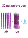 27/32Pcs Erasable Pen Refills Magic Gel Pens Rod Washable Handle 0.5mm Purple Ink Office School Supplies Stationery Qme 32 pcs purple