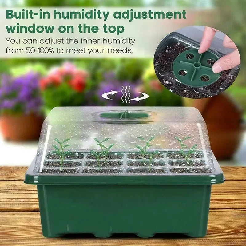 12 Hole Plastics Plant Pots Grow Box Seedling Gardening Sowing Tray Qme