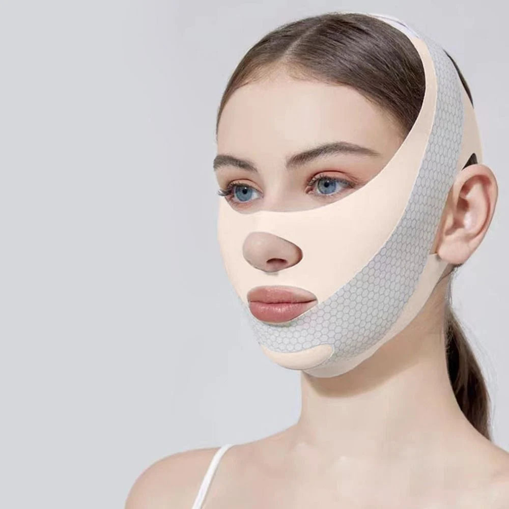 1pc V-Shape Face Sculpting Sleep Mask Breathable Elastic Lifting Tightening Mask Skin Care Slimming Strap Chin Up Mask Woman Qme Pink