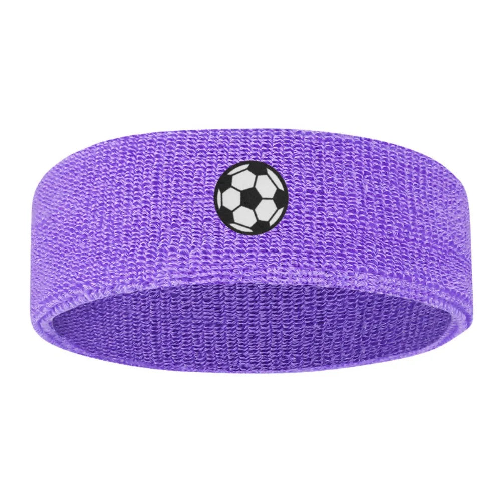 Sweat Absorbing Cartoon Sports Headband Polyester Wicking Hairband Qme Soccer Purple