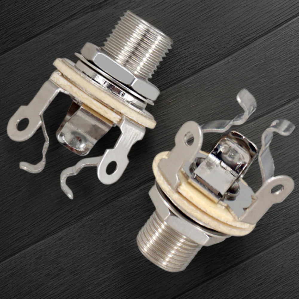 2Pcs 1/4 Inch 6.35Mm Guitar Pickup Output Jack Metal Guitar Mono Jack Socket Electric Guitar Mono Jack Guitar Accessories Qme