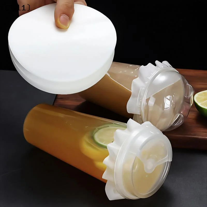 100 Disposable Leak Proof Paper Coffee Cup Cover Lid Films Anti Qme
