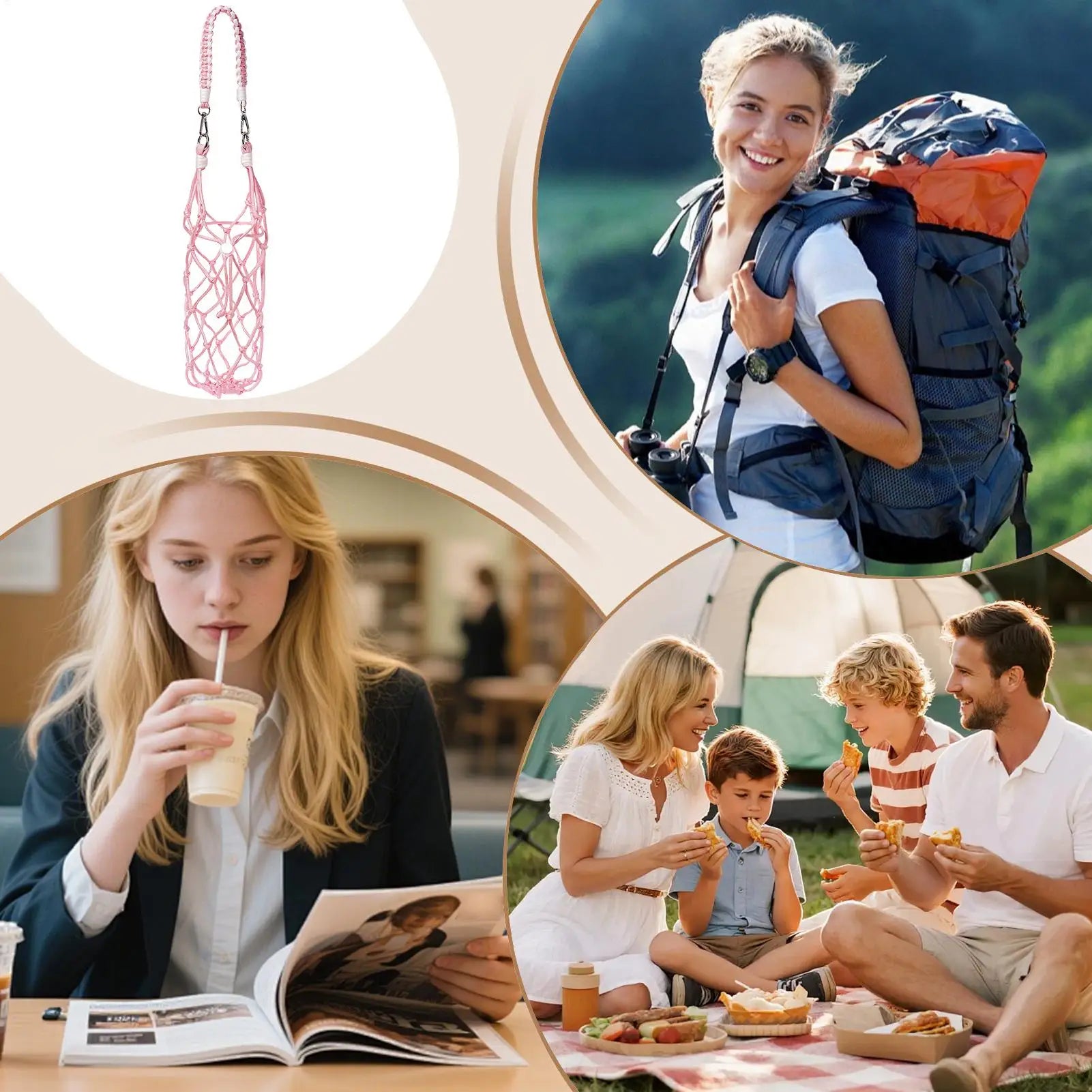 Bottle Sleeve Cotton Fashion Adjustable Portable Bag Water Bottle Carrier With Strap For Outdoor Travel Camping Hiking Fishing Qme