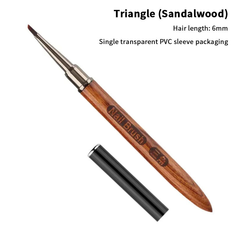 Wood Handle Triangular Petal Nail Brush Acrylic Art Liner Grid Qme A1