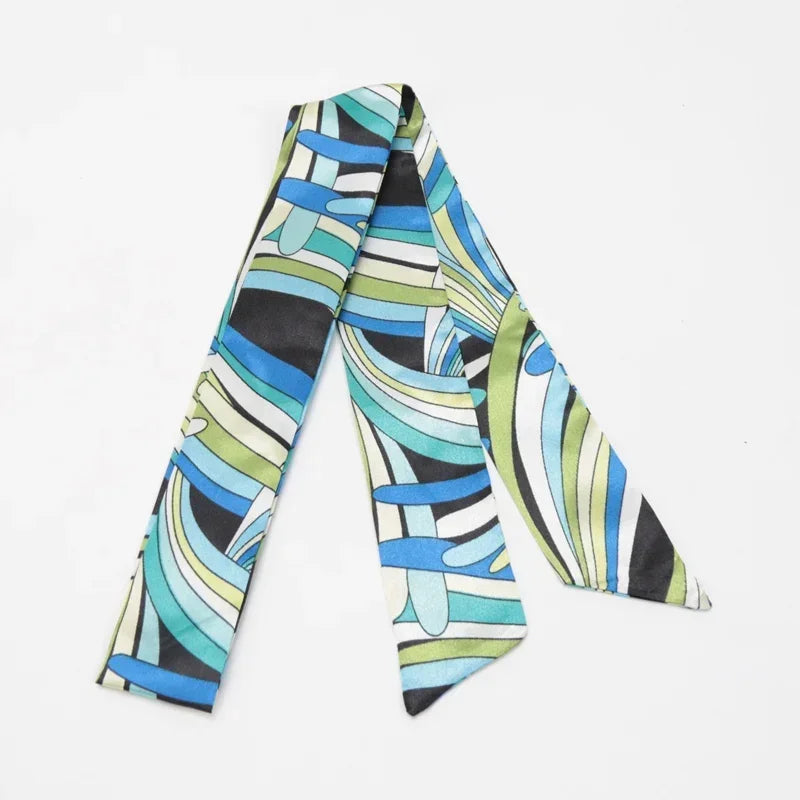 Skinny Scarf Hair Small Women Simple Handle Ribbon Fashion Printing
