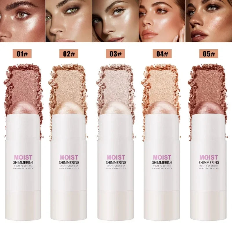 Natural Brightening 1pc Highlighter Stick Natural Brightening Face Contour & Highlight Makeup, Medium Coverage, Water-Resistant Qme