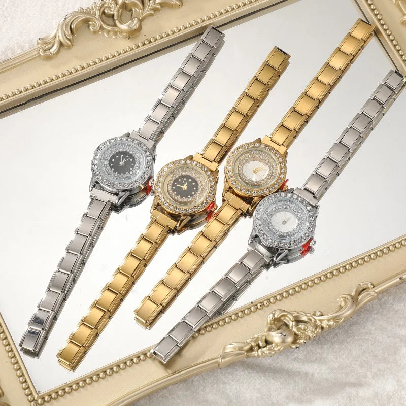 Wholesale High Quality Stainless Steel Watch Head Bracelet 9mm DIY Italian Charm Women Mens Round Square Watch 12 Zodiac Watches Qme