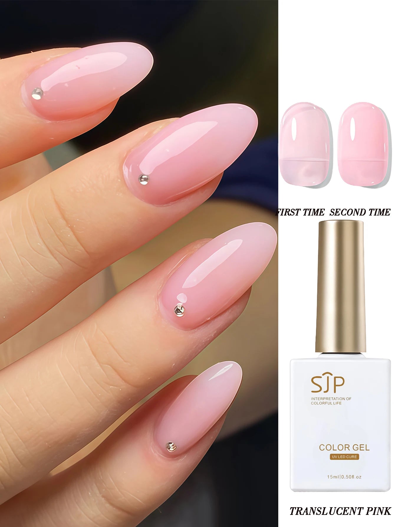 Gel Nail Polish Purple Pink Glitter Semi Permanent Soak Off UV LED Qme TRANSL UCENT PINK