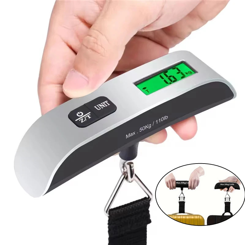 110lb/50kg Portable Scale Digital LCD Display Electronic Luggage Hanging Suitcase Travel Weighs Baggage Bag Weight Balance Tools Qme