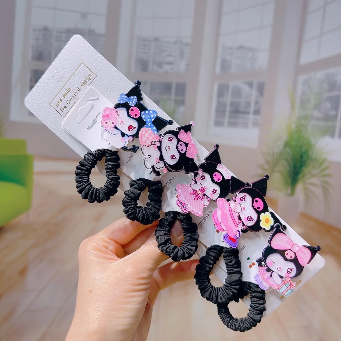 Clowmi Hair Clips Black Pink School Ties Accessories Cute Bands Qme 8