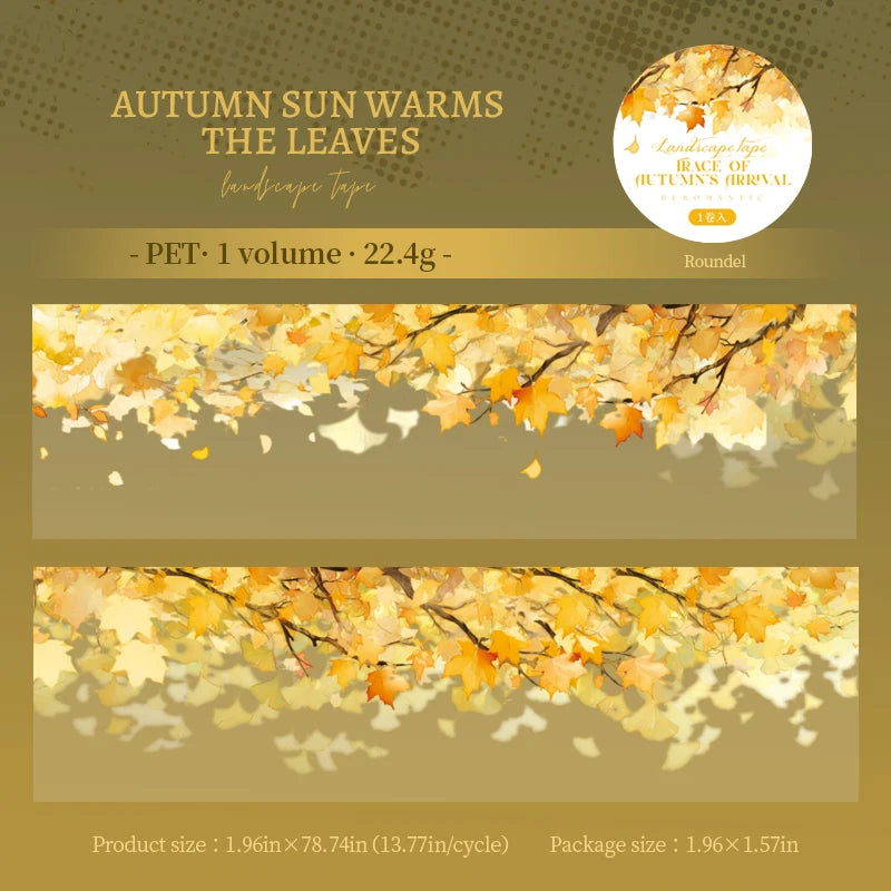 1 Roll Autumn Fall Leaves Pattern Tape for DIY Scrapbook Journal, Phone Case Decoration, Gift Wrapping & Craft Collage Qme 3