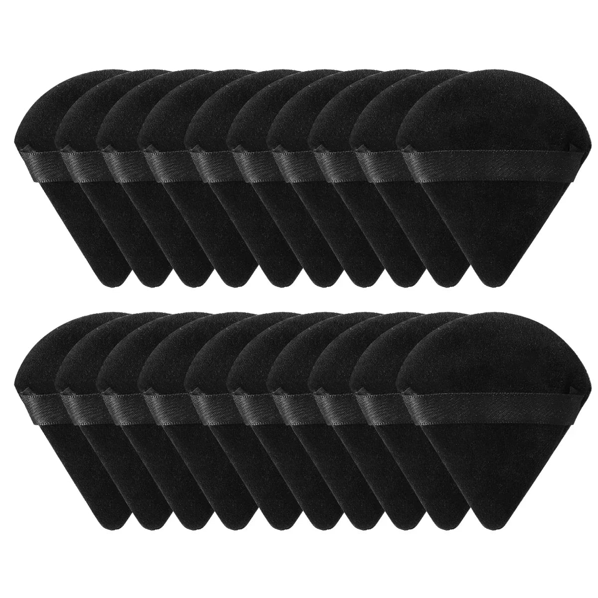 Triangle Velvet Powder Puff Wet Dry Loose Powder Liquid Cosmetic Soft Plush Powder Puff Makeup Foundation Washable Makeup Tool Qme 20PCS-black