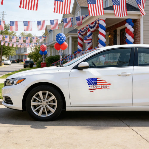 0 YeUSA Independence Day 250th Anniversary Flag Background Car Decals (1776-2026) Holiday Party Decorative Home Flat Stickers Qme
