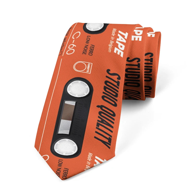 Interesting Old-fashioned Cassette Music Tape Tie Design Irregular Qme style2