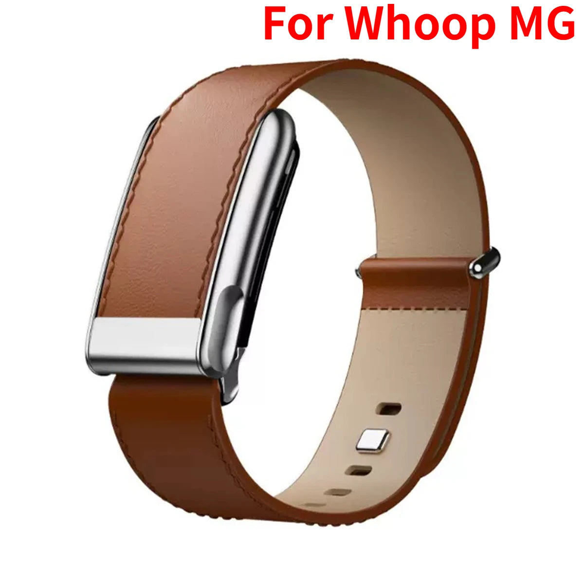 New Replacement Leather Strap for WHOOP 5.0 /5.0MG Fitness Soft Breathable Adjustable Protector Sports Wristband Strap Qme ForWhoop 5.0MG-Brown