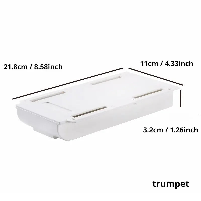 1PCS White SelfAdhesive Storage Drawer Box Makeup Pencil Tray Desk Hidden Under Stand Self-adhesive Under-drawer Storage Box New Qme 1pc S