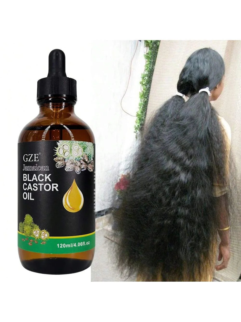 GZE Jamaican Black Castor Oil - Cold Pressed Hair Moisturizing for Hair, Lash & Eyelash Strength, Shine & Scalp Care Qme