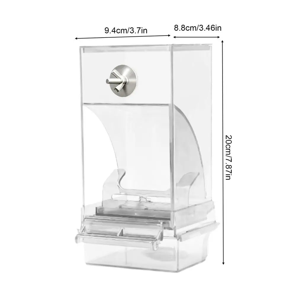 Parakeet Feeder Transparent Automatic Food Dispenser Perch Bird Cage Qme White China Mainland