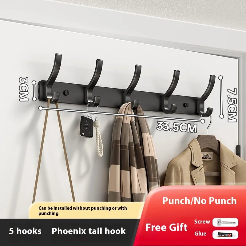 Bathroom Kitchen Accessories Black Robe Hooks Towel Hanger Nail Wall Qme Black 5 hook