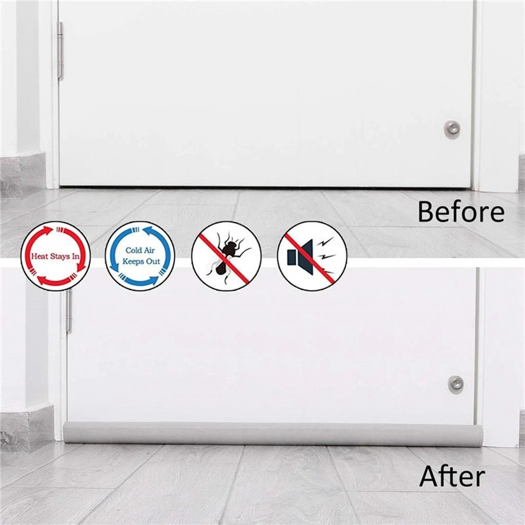 New Adjustable Door Bottom Weatherproof Strip Soundproof Under Door Air Damper Wear-resistant Leather Foam Door Seal Strip Qme