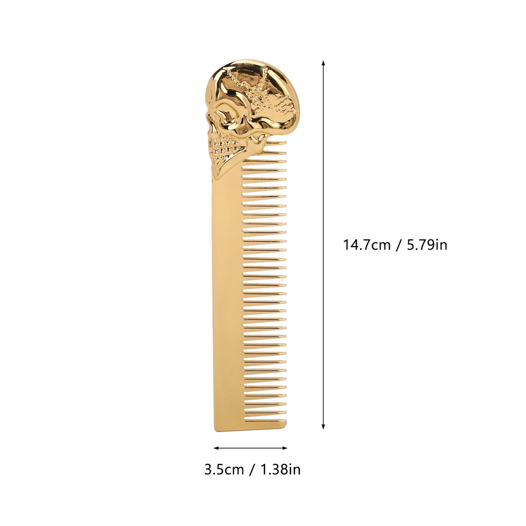 Hair Combs Beard Comb Beard Comb Zinc Alloy Skull Pattern Hair Styling Mustache Shaping Oil Hair Comb Comb Qme